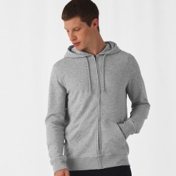 Sweat zippé à capuche homme, coton BIO et polyester recyclé, 280 g/m²