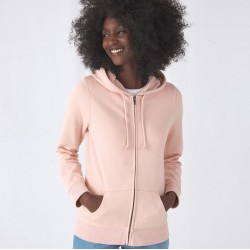 Sweat zippé à capuche femme, coton BIO et polyester recyclé, 280 g/m²