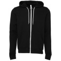 Sweat à capuche zippé cordons blancs, modèle fitté, 240 g/m²