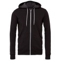 Sweat à capuche zippé cordons blancs, modèle fitté, 240 g/m²