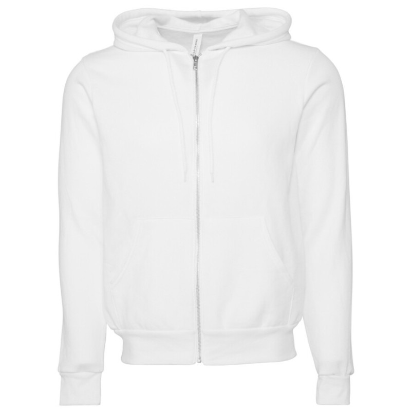 Sweat à capuche zippé cordons blancs, modèle fitté, 240 g/m²