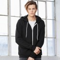 Sweat à capuche zippé cordons blancs, modèle fitté, 240 g/m²