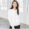 Sweat à capuche zippé cordons blancs, modèle fitté, 240 g/m²