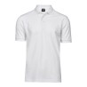 Polo homme stretch en coton ringspun, col plat en lycra, 215 g/m²