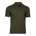 Polo homme stretch en coton ringspun, col plat en lycra, 215 g/m²