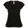 Blouse top femme manches courtes col plissé, 115 g/m²