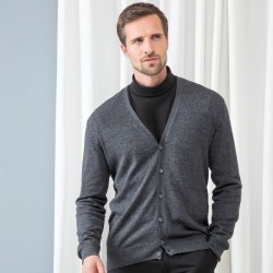 Gilet cardigan homme col V à 6 boutons ton sur ton, 310 g/m²