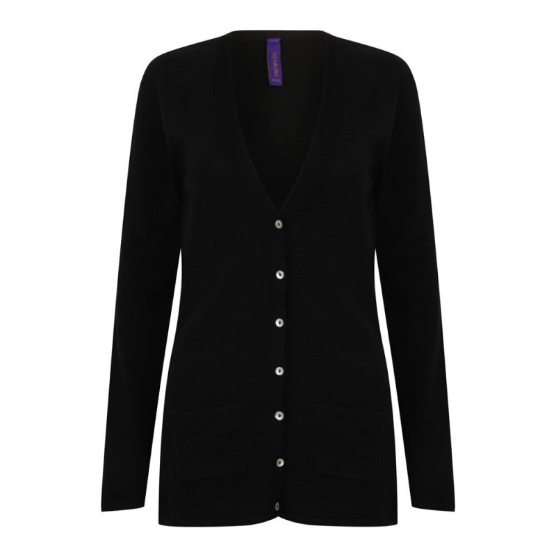 Gilet cardigan femme col V à 6 boutons ton sur ton, 310 g/m²