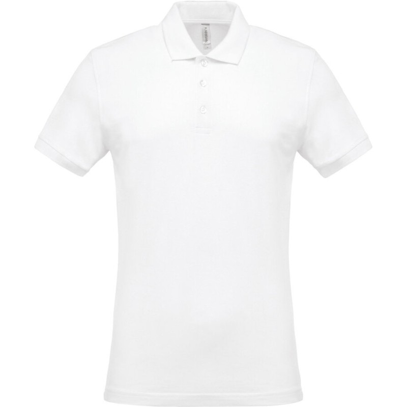 Polo homme en coton piqué manches courtes, coupe droite, 180 g/m²