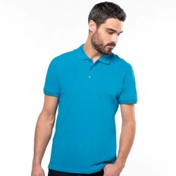 Polo homme en coton piqué manches courtes, coupe droite, 180 g/m²