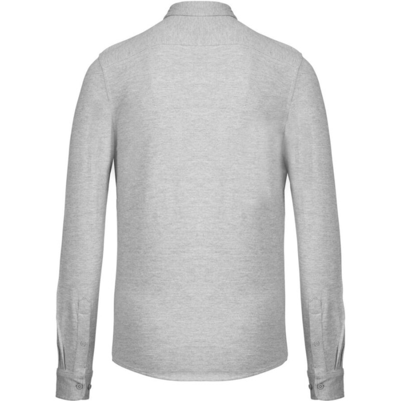 Chemise manches longues en coton maille piquée, 190 g/m²