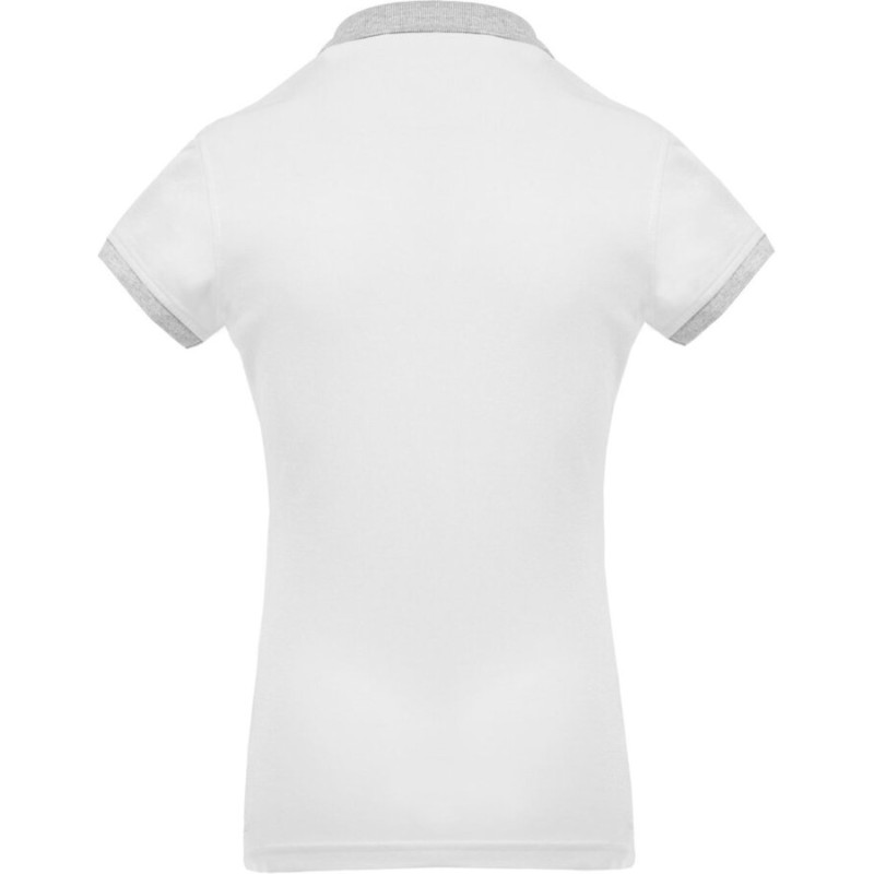 Polo femme en coton piqué bicolore manches courtes, 180 g/m²