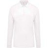 Polo homme en coton piqué manches longues, coupe droite, 180 g/m²