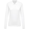 Polo femme en coton piqué manches longues, coupe cintrée, 180 g/m²