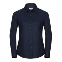 Chemisier Oxford femme, manches longues, coupe cintrée, 135 g/m²