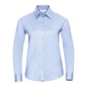 Chemisier Oxford femme, manches longues, coupe cintrée, 135 g/m²