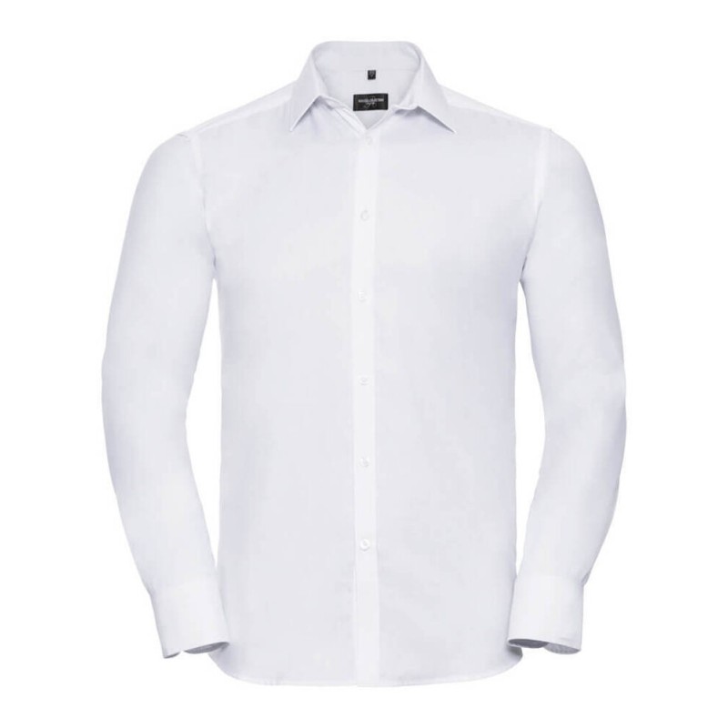 Chemise homme manches longues à chevrons, coupe ajustée, 130 g/m²