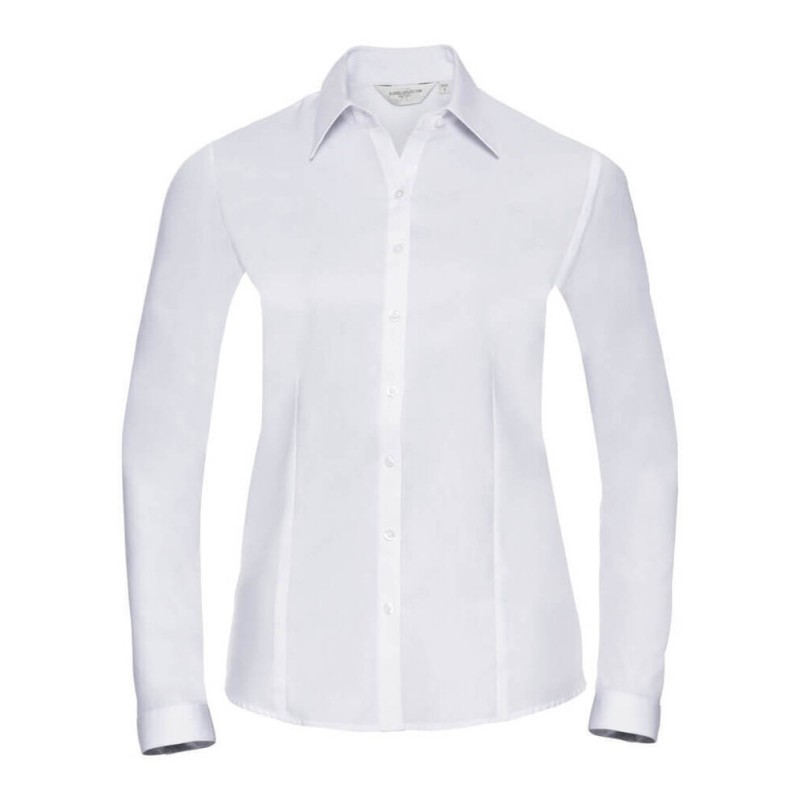 Chemise femme manches longues à chevrons, coupe cintrée, 130 g/m²