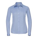 Chemise femme manches longues à chevrons, coupe cintrée, 130 g/m²