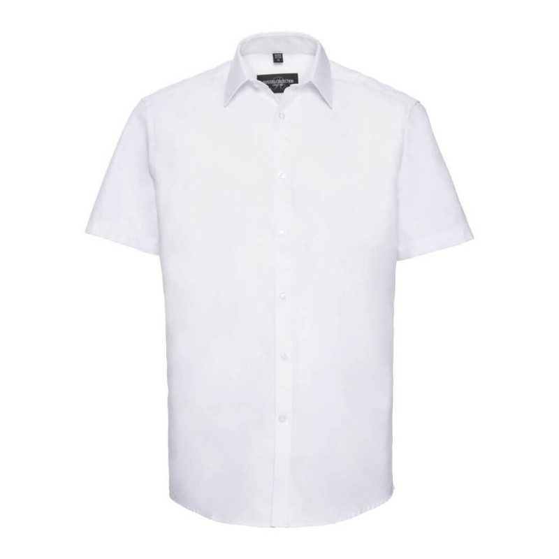 Chemise homme manches courtes à chevrons, coupe ajustée, 130 g/m²