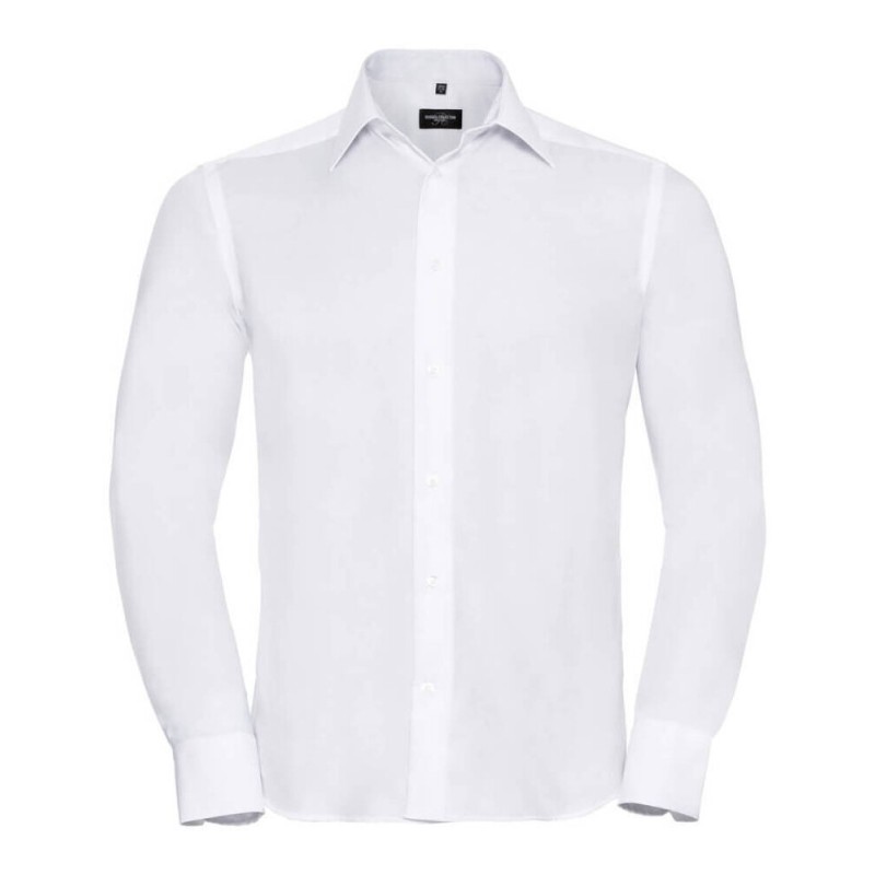 Chemise coupe moderne manches longues en coton sans repassage, 120 g/m²