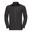 Chemise homme en popeline coton pur col Kent, manches longues, 125 g/m²