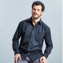 Chemise homme en popeline coton pur col Kent, manches longues, 125 g/m²