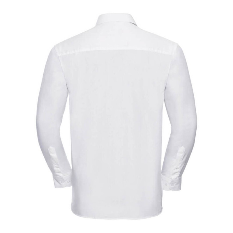 Chemise homme en popeline coton pur col Kent, manches longues, 125 g/m²