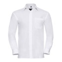 Chemise homme en popeline coton pur col Kent, manches longues, 125 g/m²