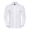 Chemise homme en popeline coton pur col Kent, manches longues, 125 g/m²