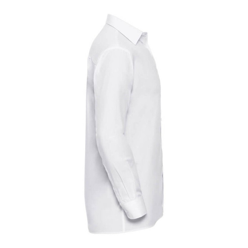 Chemise homme en popeline coton pur col Kent, manches longues, 125 g/m²