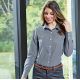 Chemise femme manches longues en popeline micro carreaux Vichy, 115 g/m²