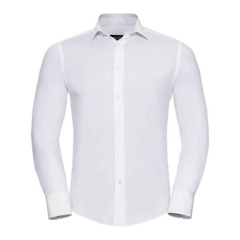 Chemise homme stretch ajustée manches longues, 140 g/m²