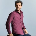Chemise homme stretch ajustée manches longues, 140 g/m²