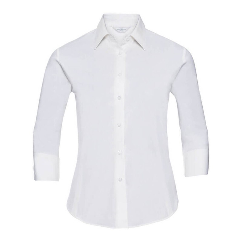 Chemise femme stretch ajustée manches 3/4, 140 g/m²