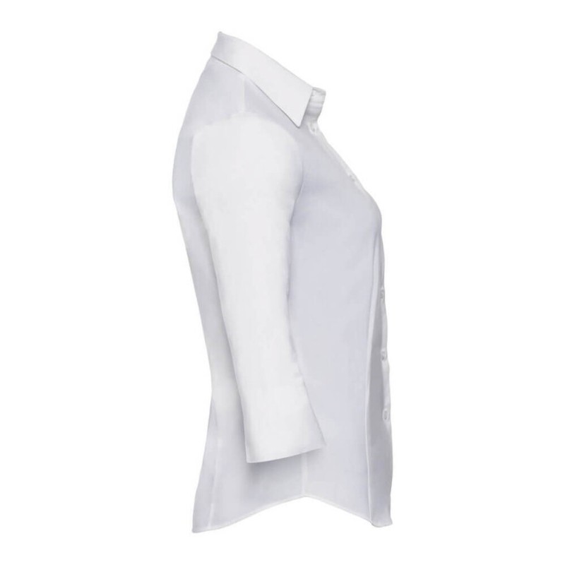 Chemise femme stretch ajustée manches 3/4, 140 g/m²