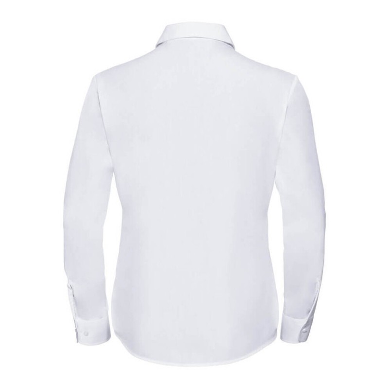 Chemise femme en popeline polycoton manches longues, 110 g/m²