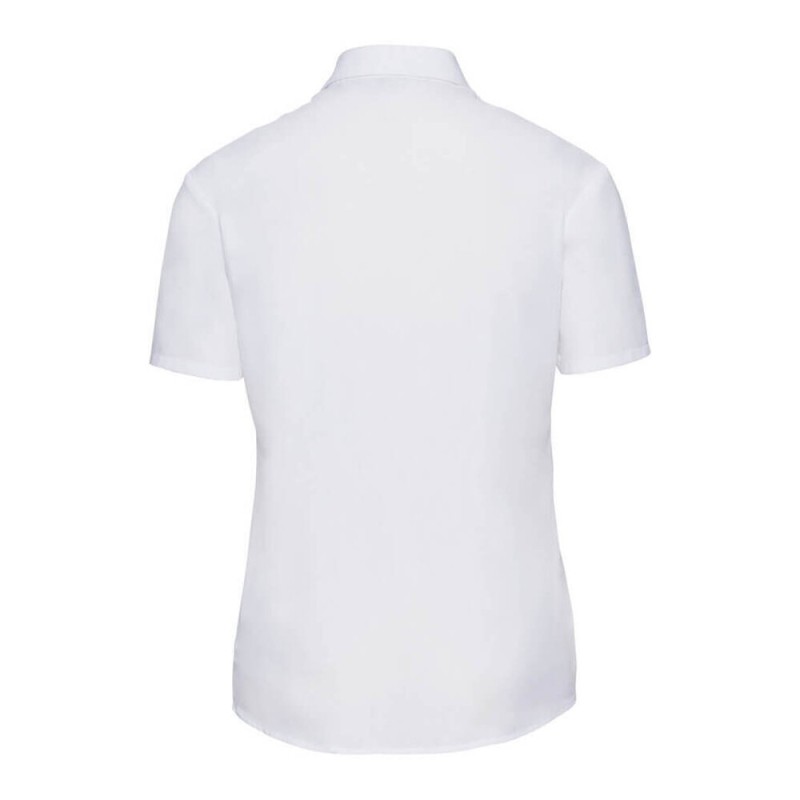 Chemise femme en popeline polycoton manches courtes, 110 g/m²