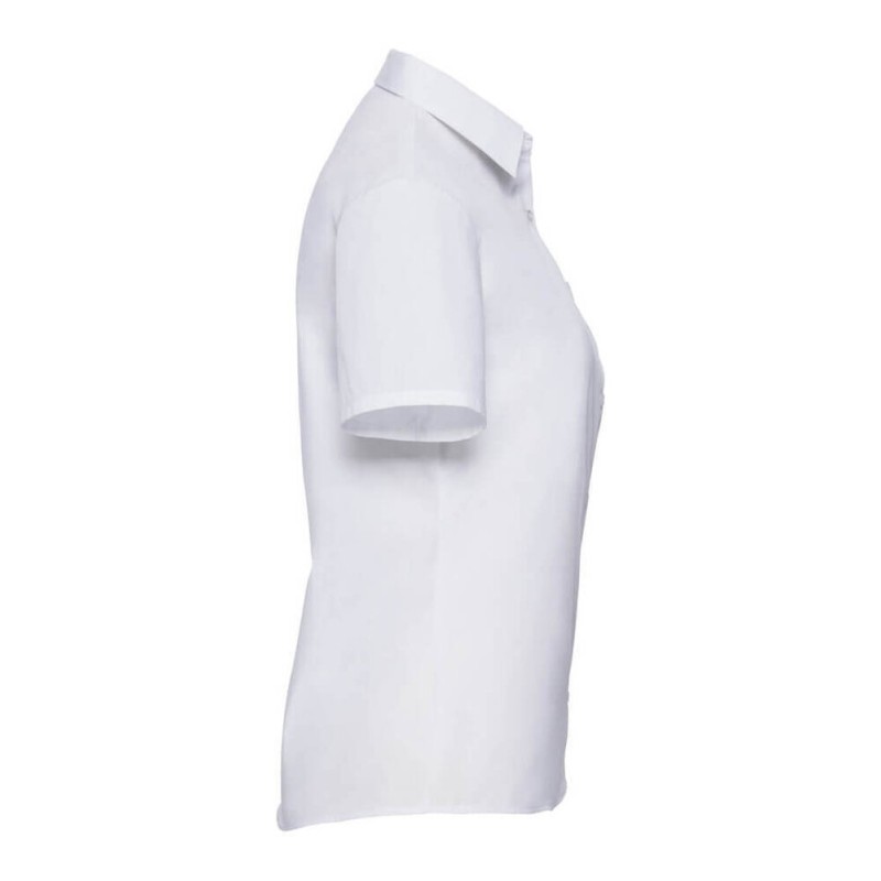 Chemise femme en popeline polycoton manches courtes, 110 g/m²