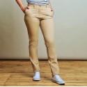 Pantalon chino stretch femme sans pince, 220 g/m²