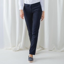 Pantalon chino femme sans pince en polycoton, 255 g/m²