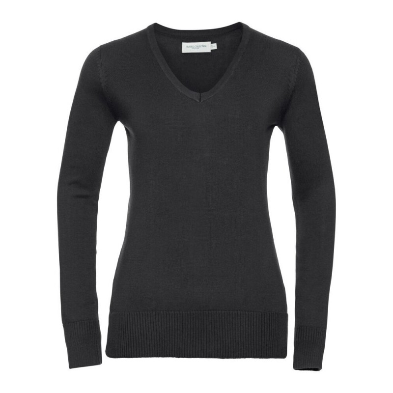 Pull-over classique col V pour femme, 275 g/m²