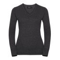 Pull-over classique col V pour femme, 275 g/m²