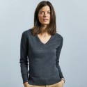 Pull-over classique col V pour femme, 275 g/m²