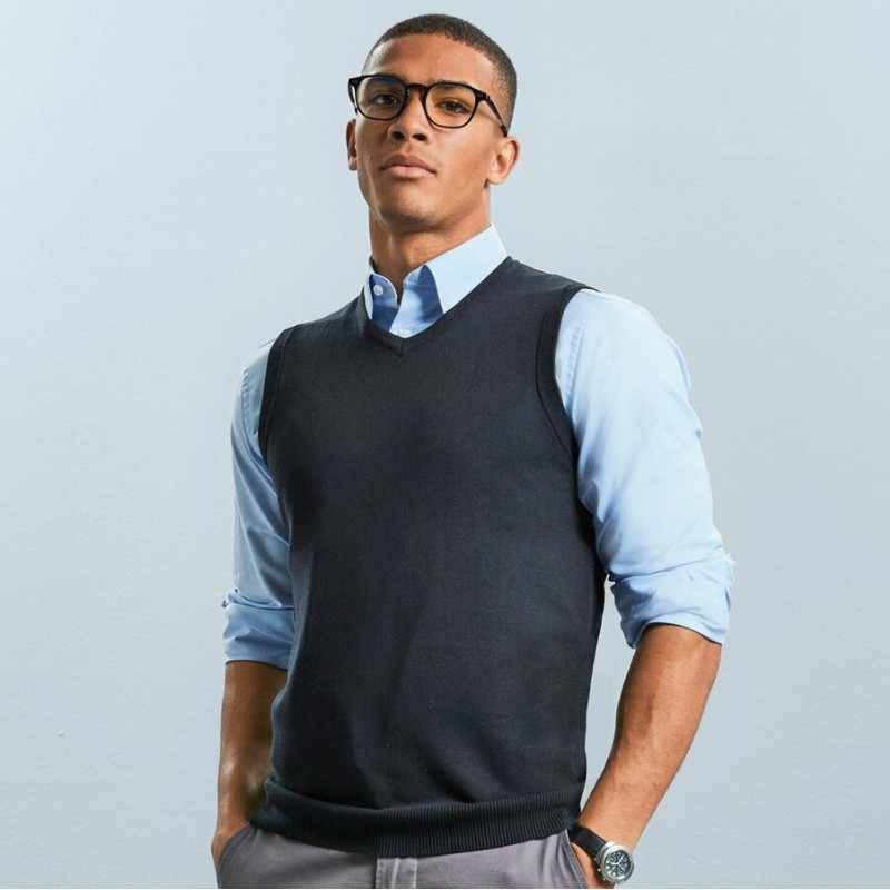 Pull-over col V sans manches, 275 g/m²