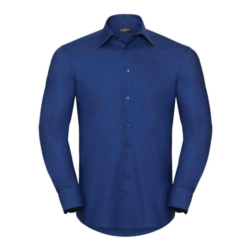 Chemise élégante Oxford cintrée et col Kent manches longues, 135 g/m²