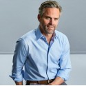 Chemise élégante Oxford cintrée et col Kent manches longues, 135 g/m²
