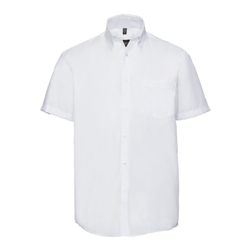 Chemise classique homme manches courtes en coton sans repassage, 120 g/m²