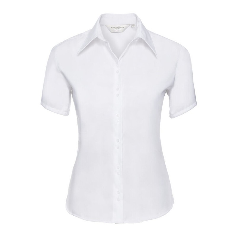 Chemise classique femme manches courtes en coton sans repassage, 120 g/m²