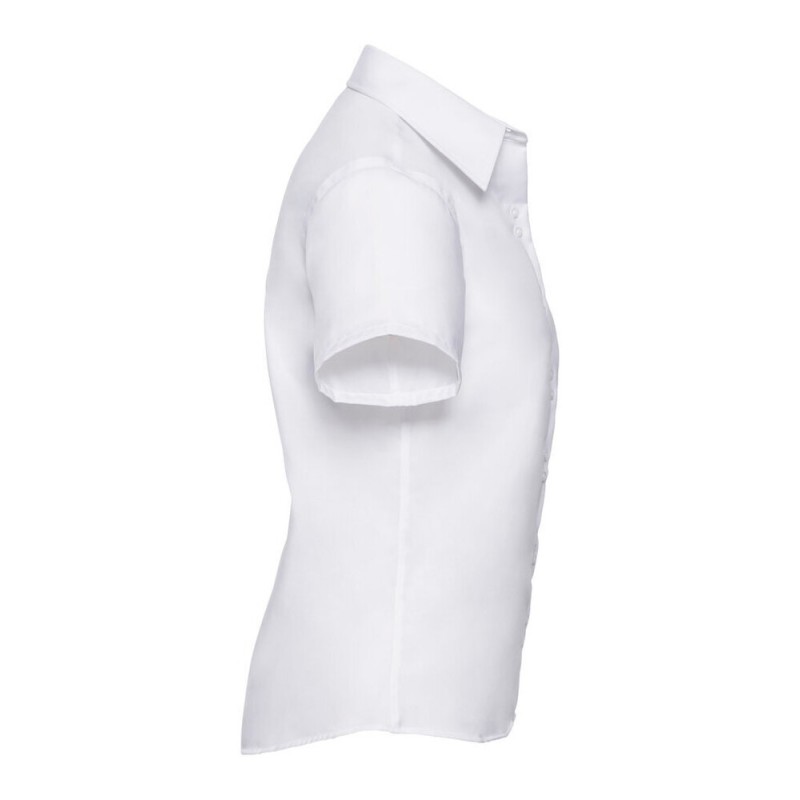 Chemise classique femme manches courtes en coton sans repassage, 120 g/m²